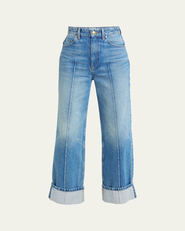 The Genevieve Pintuck Wide-Leg Denim Jeans